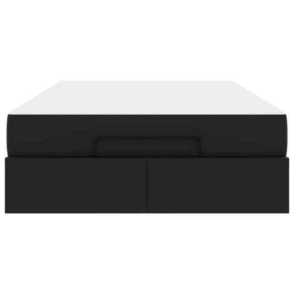 Bettgestell mit Matratze Schwarz 120 x 200 cm Kunstleder