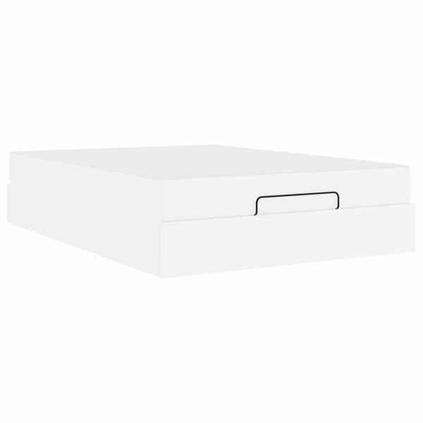 Bettgestell mit Matratze Reinweiß 140 x 200 cm Kunstleder