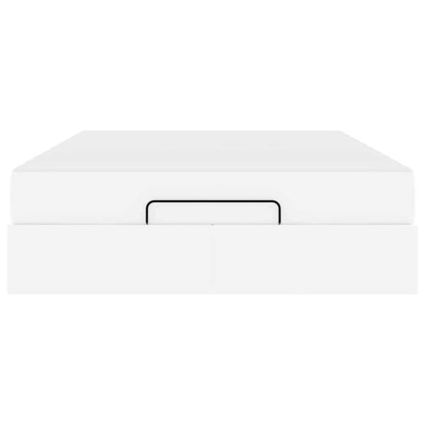 Bettgestell mit Matratze Reinweiß 140 x 200 cm Kunstleder