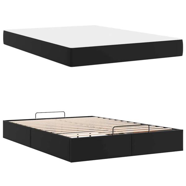 Bettgestell mit Matratze Schwarz 160 x 200 cm Kunstleder