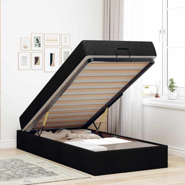 Bettgestell Schwarz 80 x 200 cm Stoff