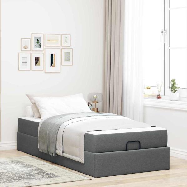 ARDEBO.de - Bettgestell Dunkelgrau 90 x 190 cm Stoff