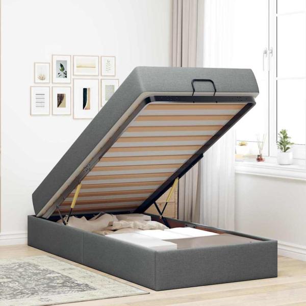 Bettgestell Dunkelgrau 90 x 190 cm Stoff