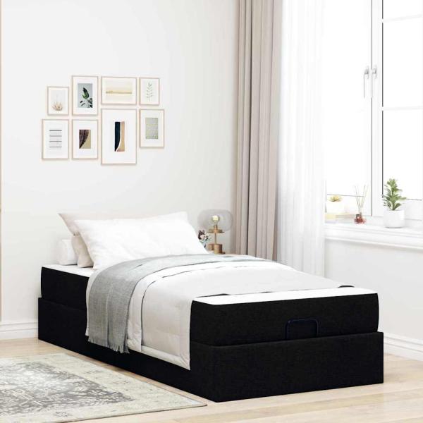 ARDEBO.de - Bettgestell Schwarz 90 x 200 cm Stoff