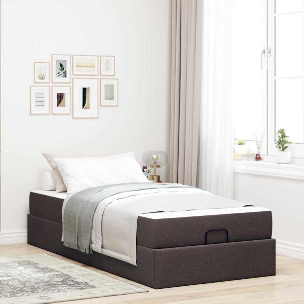 ARDEBO.de - Bettgestell Dunkelbraun 90 x 200 cm Stoff