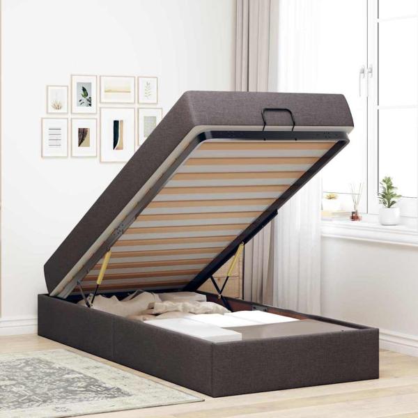 Bettgestell Dunkelbraun 90 x 200 cm Stoff