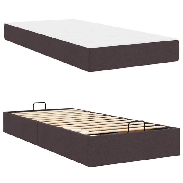 Bettgestell Dunkelbraun 90 x 200 cm Stoff