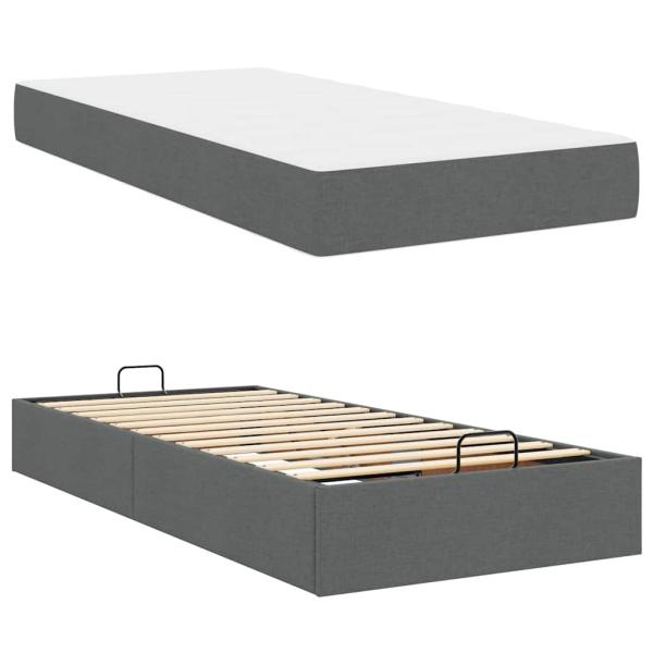 Bettgestell Dunkelgrau 100 x 200 cm Stoff