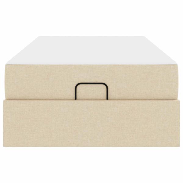 Bettgestell Creme 100 x 200 cm Stoff