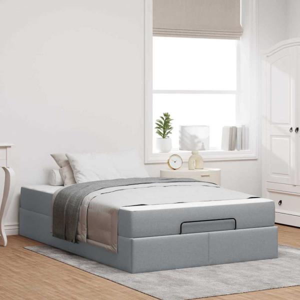ARDEBO.de - Bettgestell Hellgrau 120 x 190 cm Stoff