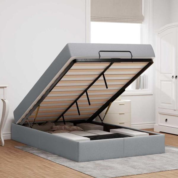 Bettgestell Hellgrau 120 x 200 cm Stoff