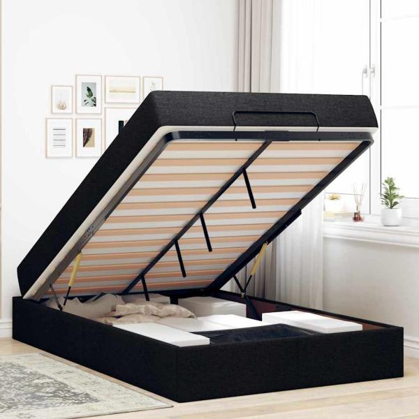 Bettgestell Schwarz 120 x 200 cm Stoff