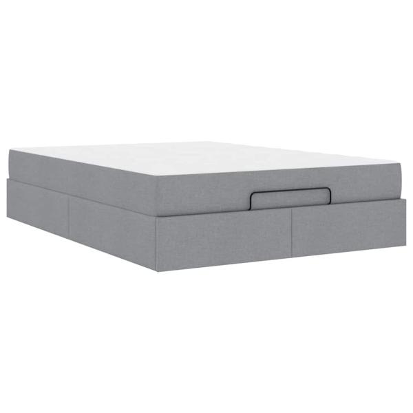 Bettgestell Hellgrau 140 x 190 cm Stoff