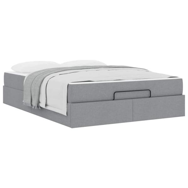 Bettgestell Hellgrau 140 x 190 cm Stoff