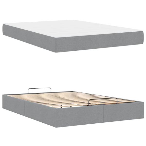 Bettgestell Hellgrau 140 x 190 cm Stoff