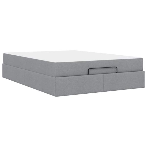 Bettgestell Hellgrau 140 x 190 cm Stoff