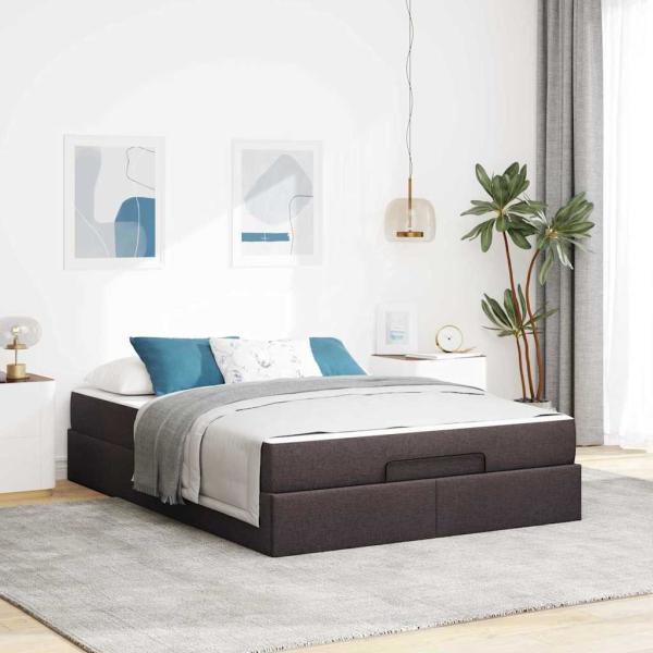 ARDEBO.de - Bettgestell Dunkelbraun 140 x 200 cm Stoff
