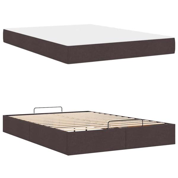 Bettgestell Dunkelbraun 140 x 200 cm Stoff