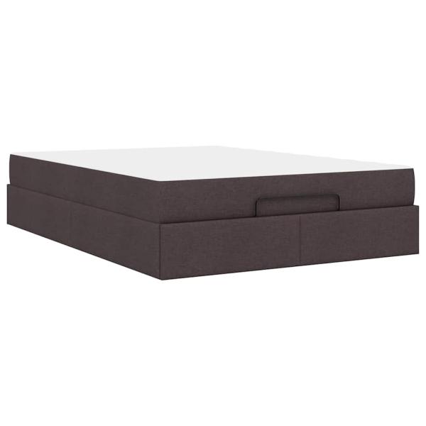 Bettgestell Dunkelbraun 140 x 200 cm Stoff