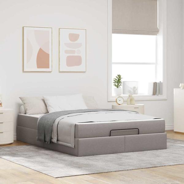 ARDEBO.de - Bettgestell Taupe 140 x 200 cm Stoff