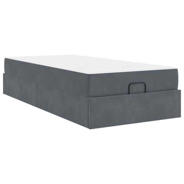 Bettgestell mit Speicher Dunkelgrau 80 x 200 cm Samt