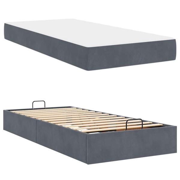 Bettgestell mit Speicher Dunkelgrau 80 x 200 cm Samt