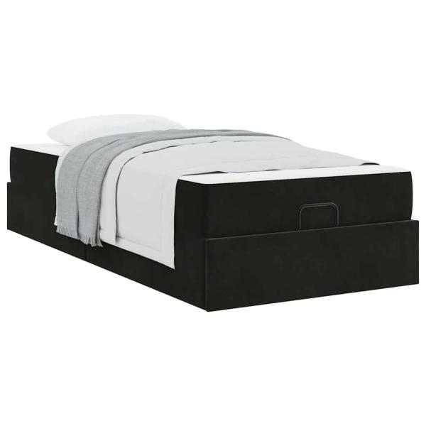 Bettgestell mit Speicher Schwarz 80 x 200 cm Samt