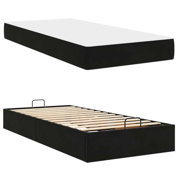 Bettgestell mit Speicher Schwarz 80 x 200 cm Samt