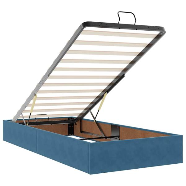 Bettgestell mit Speicher Blau 100 x 200 cm Samt