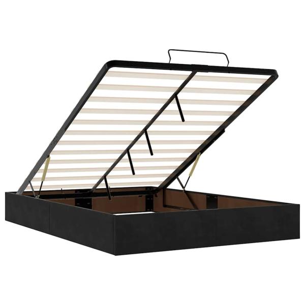 Bettgestell mit Speicher Schwarz 140 x 190 cm Samt