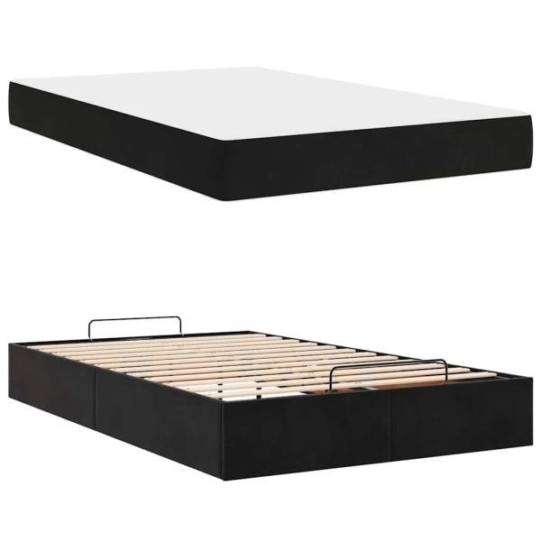 Bettgestell mit Speicher Schwarz 140 x 190 cm Samt