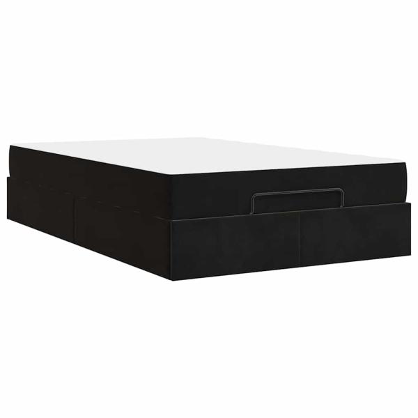 Bettgestell mit Speicher Schwarz 140 x 190 cm Samt