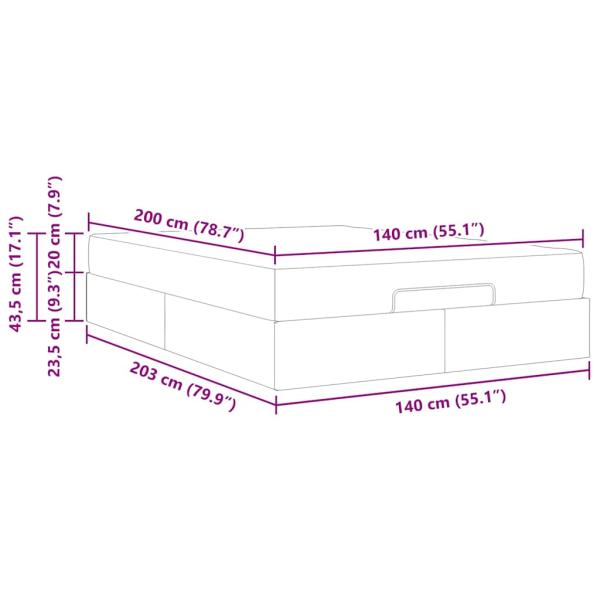Bettgestell mit Speicher Hellgrau 140 x 200 cm Samt