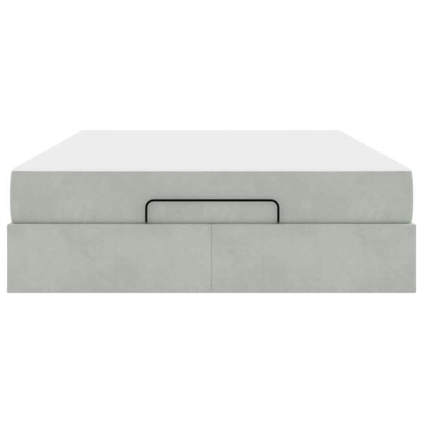 Bettgestell mit Speicher Hellgrau 140 x 200 cm Samt