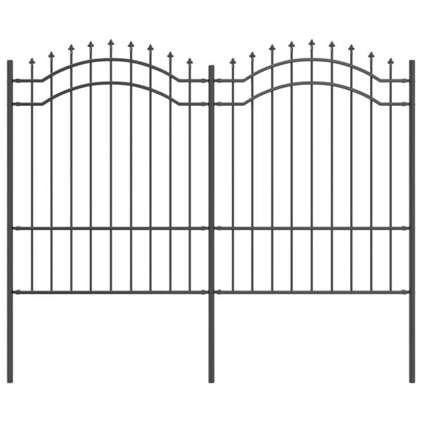Gartenzaun Grau 190 cm Pulverbeschichteter Stahl
