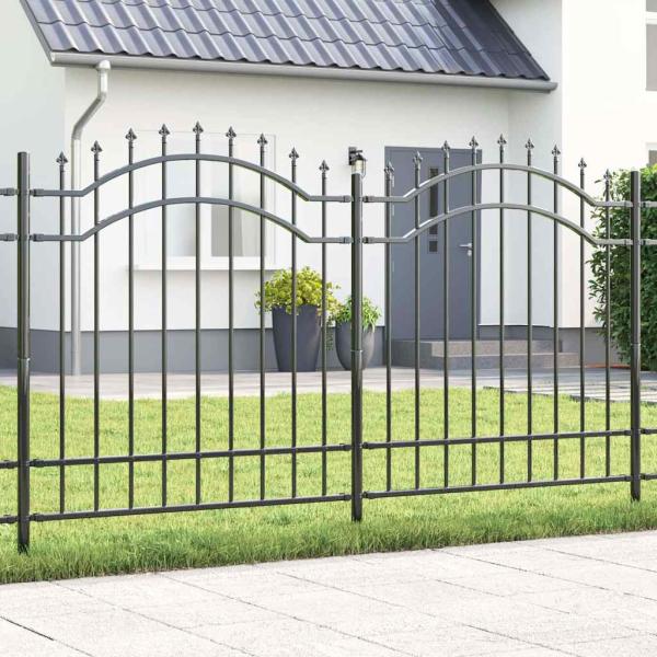 ARDEBO.de - Gartenzaun Grau 215 cm Pulverbeschichteter Stahl