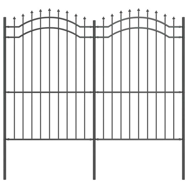 Gartenzaun Grau 215 cm Pulverbeschichteter Stahl