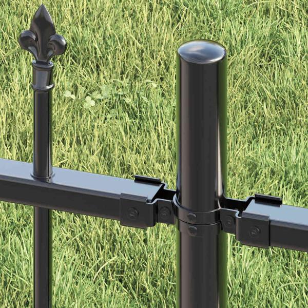 Gartenzaun Grau 215 cm Pulverbeschichteter Stahl