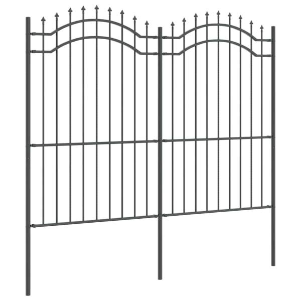 Gartenzaun Grau 215 cm Pulverbeschichteter Stahl