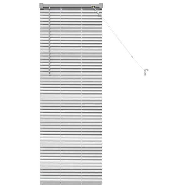 Fenster Jalousie mit Vorhängen Silber 80 x 130 cm Aluminium