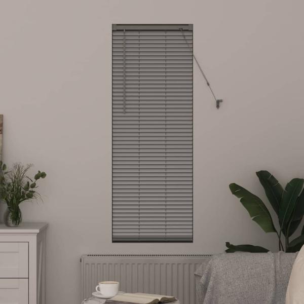 Fenster Jalousie mit Vorhängen Silber 80 x 130 cm Aluminium