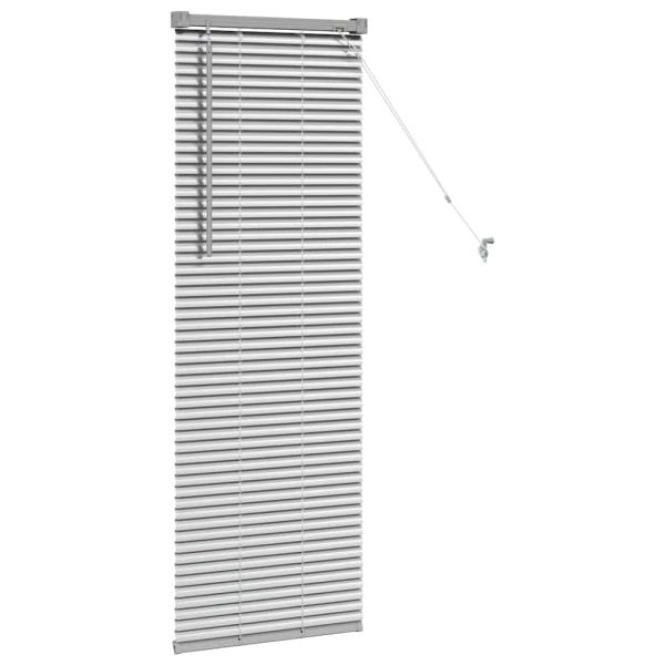 Fenster Jalousie mit Vorhängen Silber 80 x 130 cm Aluminium