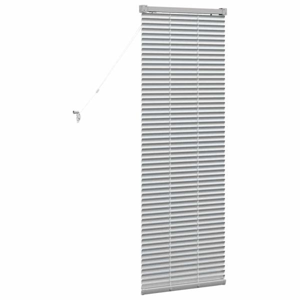 Fenster Jalousie mit Vorhängen Silber 80 x 130 cm Aluminium