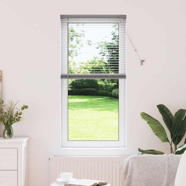 ARDEBO.de - Fenster Jalousie mit Vorhängen Silber 80 x 130 cm Aluminium