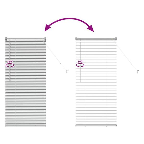 Fenster Jalousie mit Vorhängen Silber 80 x 130 cm Aluminium