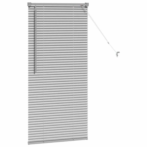 Fenster Jalousie mit Vorhängen Silber 80 x 130 cm Aluminium