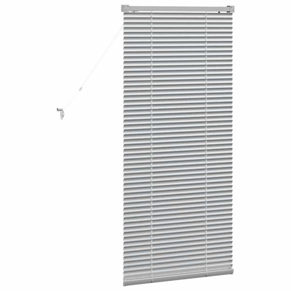Fenster Jalousie mit Vorhängen Silber 80 x 130 cm Aluminium