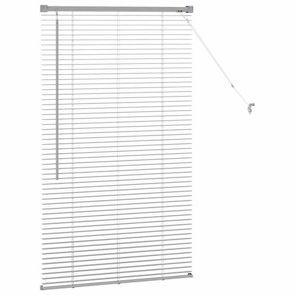 Fenster Jalousie mit Vorhängen Silber 80 x 130 cm Aluminium