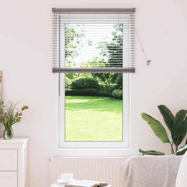 ARDEBO.de - Fenster Jalousie mit Vorhängen Silber 80 x 130 cm Aluminium