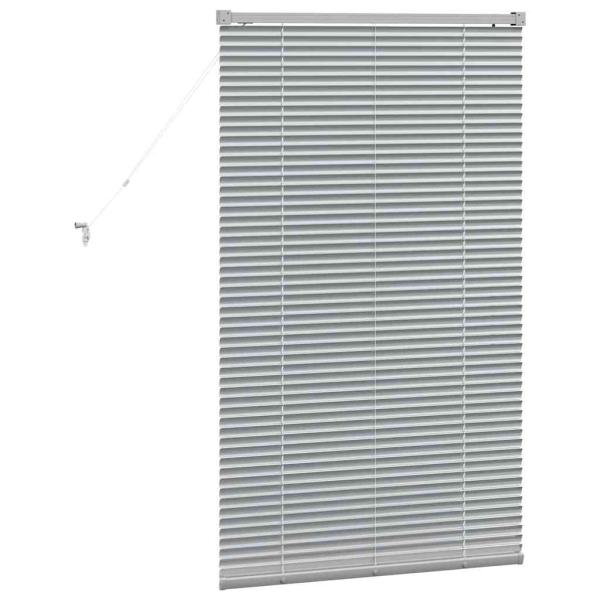 Fenster Jalousie mit Vorhängen Silber 80 x 130 cm Aluminium